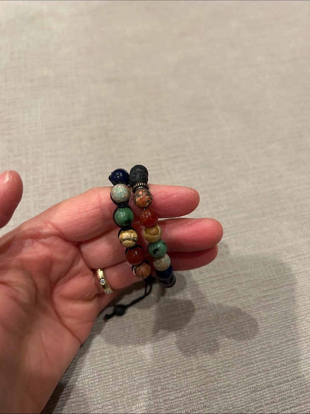 Adjustable Black Cord Chakra stone Bead Bracelet Set image 4
